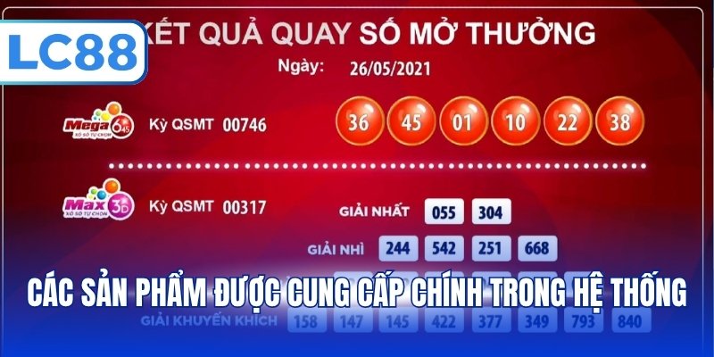 Các sản phẩm được cung cấp chính trong hệ thống